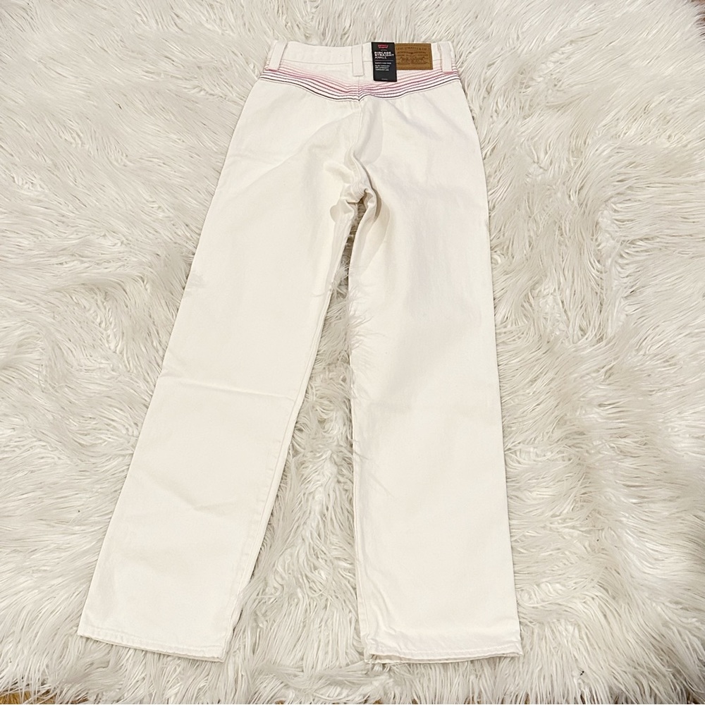 Levi's Ribcage Straight Ankle Jeans in Chasing Rainbows Off White - Picture 6 of 7